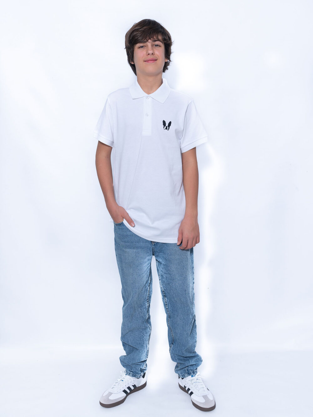 Polo de piqué bordado "Lola Man" white