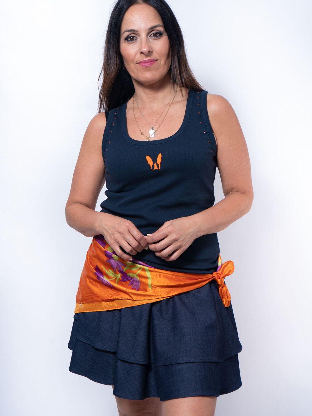 Camiseta "LOLA BASIC" marine/orange